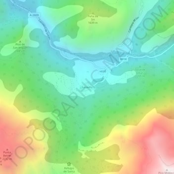 Saravillo topographic map, elevation, terrain