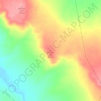 Высота 204 topographic map, elevation, terrain