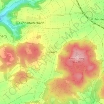 Pirkach topographic map, elevation, terrain