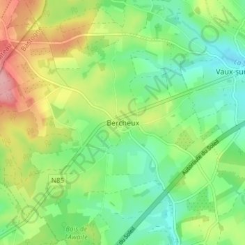 Bercheux topographic map, elevation, terrain