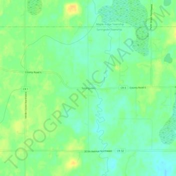 Springvale topographic map, elevation, terrain