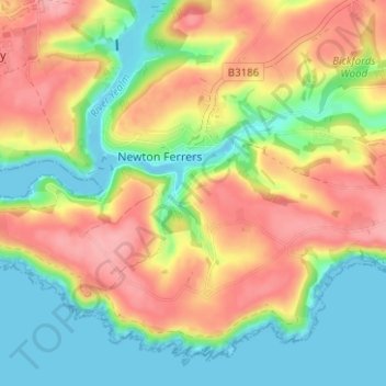 Noss Mayo topographic map, elevation, terrain