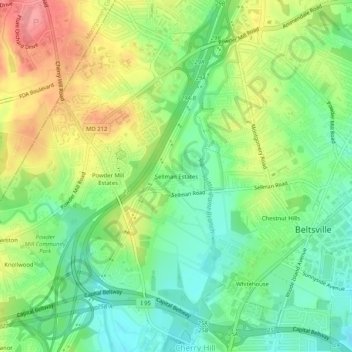 Sellman Estates topographic map, elevation, terrain