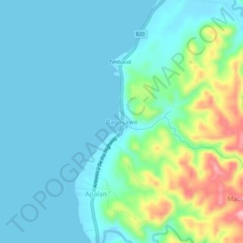 Bagasawe topographic map, elevation, terrain