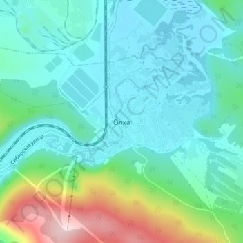 Олха topographic map, elevation, terrain