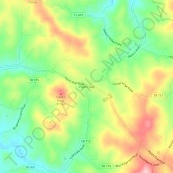 Pipers Gap topographic map, elevation, terrain