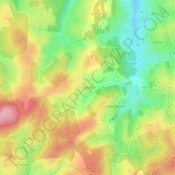 Soulières topographic map, elevation, terrain