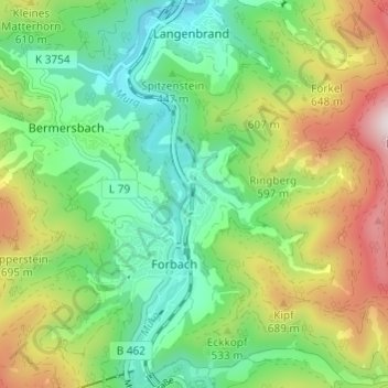 Gausbach topographic map, elevation, terrain
