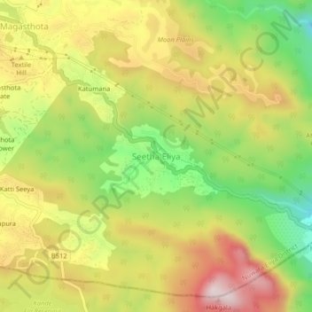 Seetha Eliya topographic map, elevation, terrain