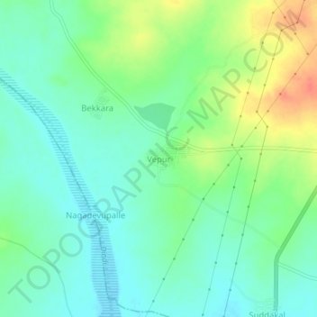 Vepur topographic map, elevation, terrain