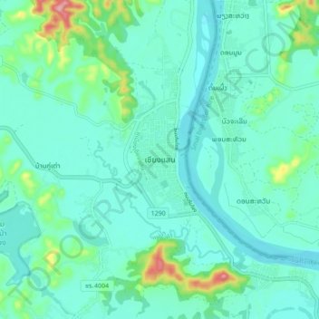 Chiang Saen topographic map, elevation, terrain