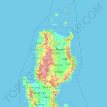 Kalinga topographic map, elevation, terrain