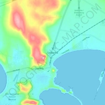 Saldanha topographic map, elevation, terrain