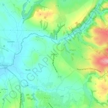 Le Batut topographic map, elevation, terrain