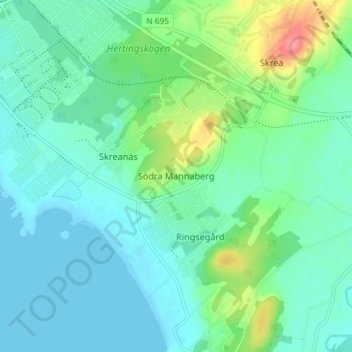 Södra Mannaberg topographic map, elevation, terrain