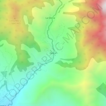 Cedral topographic map, elevation, terrain