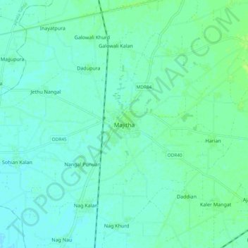 Majitha topographic map, elevation, terrain