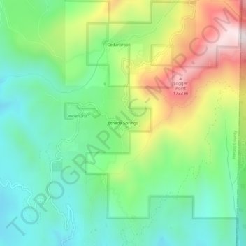 Etheda Springs topographic map, elevation, terrain