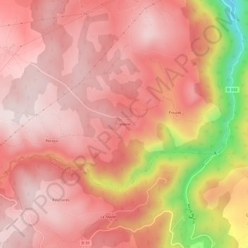 Ombret topographic map, elevation, terrain
