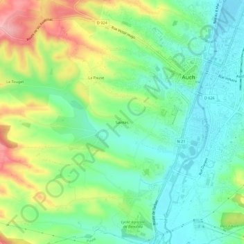 Saintes topographic map, elevation, terrain