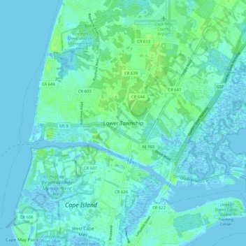 Lower Township topographic map, elevation, terrain