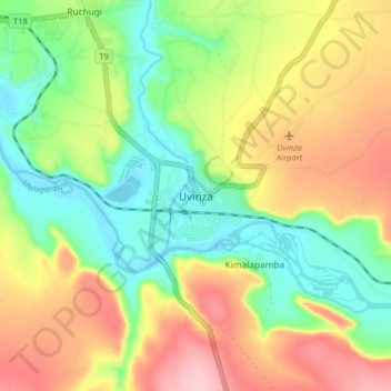 Uvinza topographic map, elevation, terrain