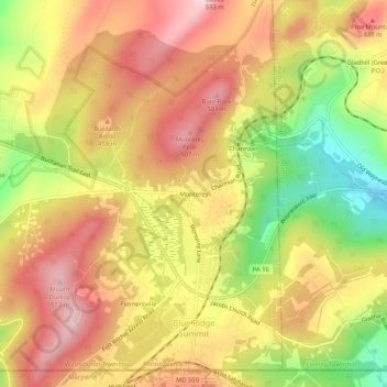 Monterey topographic map, elevation, terrain
