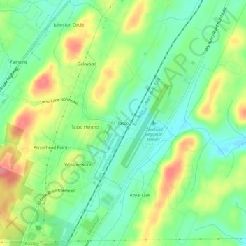 Tasso topographic map, elevation, terrain