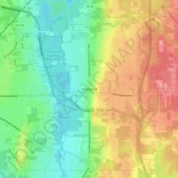 Howland Township topographic map, elevation, terrain