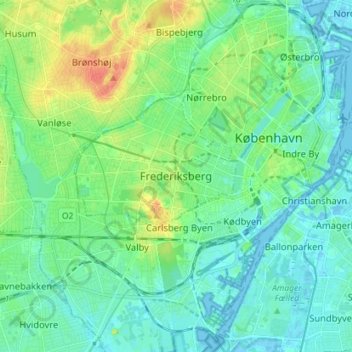 Frederiksberg topographic map, elevation, terrain