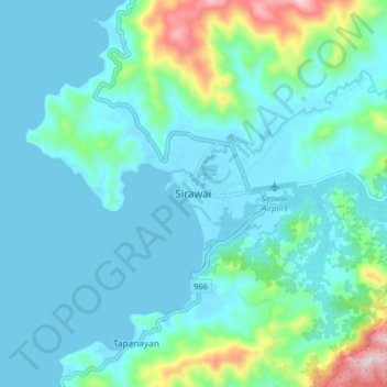 Sirawai topographic map, elevation, terrain