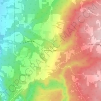 Cowdens Corner topographic map, elevation, terrain
