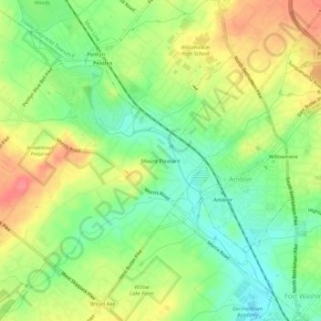 Mount Pleasant topographic map, elevation, terrain