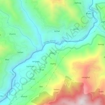 Gajyo topographic map, elevation, terrain