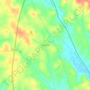 Union Mills topographic map, elevation, terrain