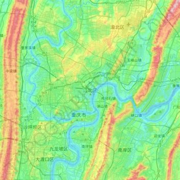 Jiangbei topographic map, elevation, terrain