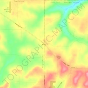 Venus topographic map, elevation, terrain