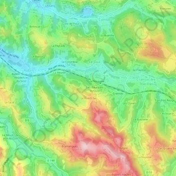 Les Baraques Perrier topographic map, elevation, terrain