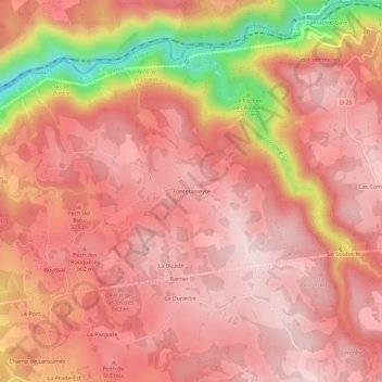 Fontebinieyre topographic map, elevation, terrain