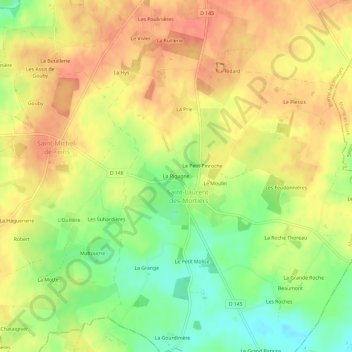 La Rigagne topographic map, elevation, terrain