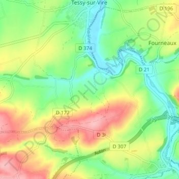 La Furetière topographic map, elevation, terrain