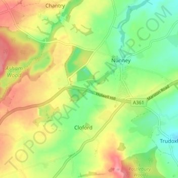 Holwell topographic map, elevation, terrain