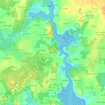 Kerhouant topographic map, elevation, terrain