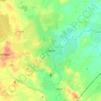 Clane topographic map, elevation, terrain