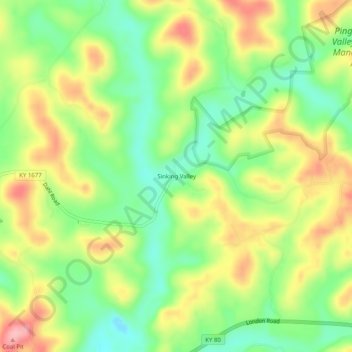 Sinking Valley topographic map, elevation, terrain