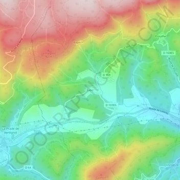 Sabo topographic map, elevation, terrain