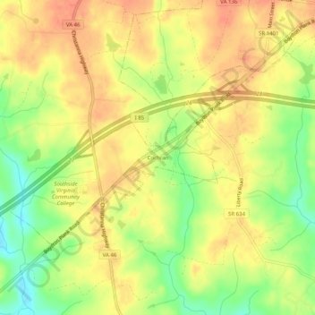 Cochran topographic map, elevation, terrain