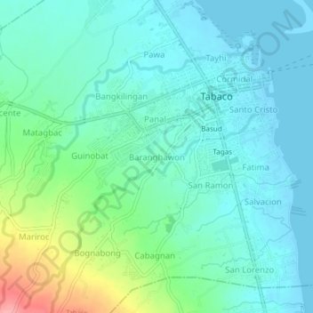 Baranghawon topographic map, elevation, terrain