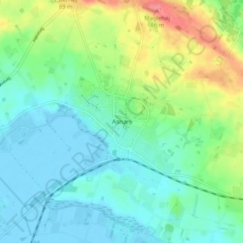 Asnæs topographic map, elevation, terrain