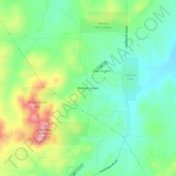 Walnut Grove topographic map, elevation, terrain